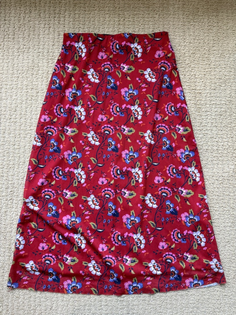Floral Red Midi Skirt